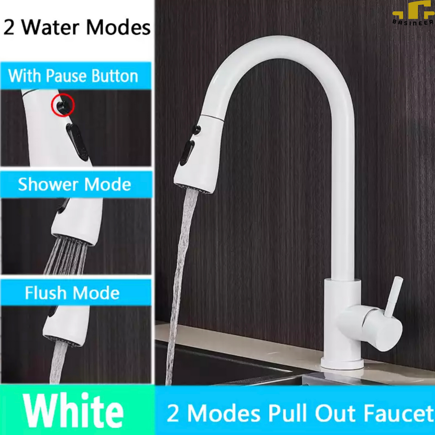 Kitchen Faucet Single Hole Pull Out Spout Kitchen Sink Mixer Tap Stream Sprayer