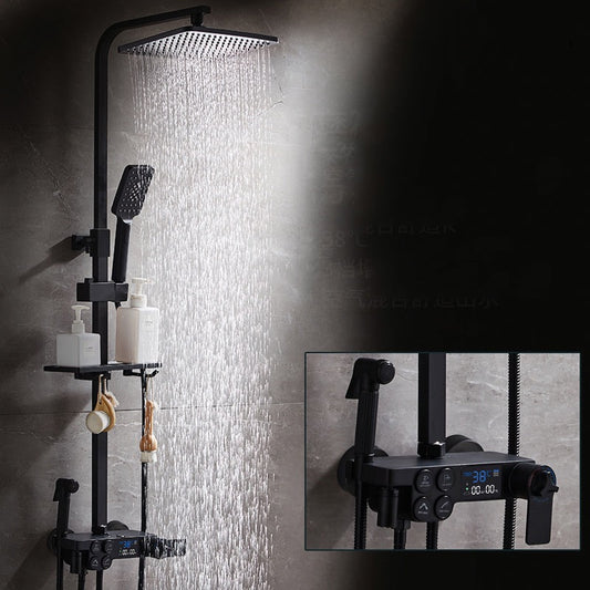 Squared Shower Wall Mount w/ Digital Thermostat & Booster Gun